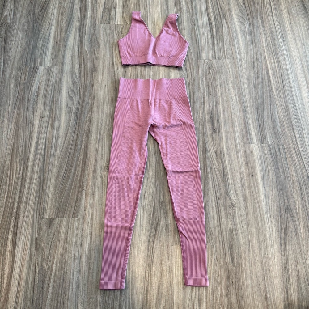 Matching Set Pink Bra Top and Leggings